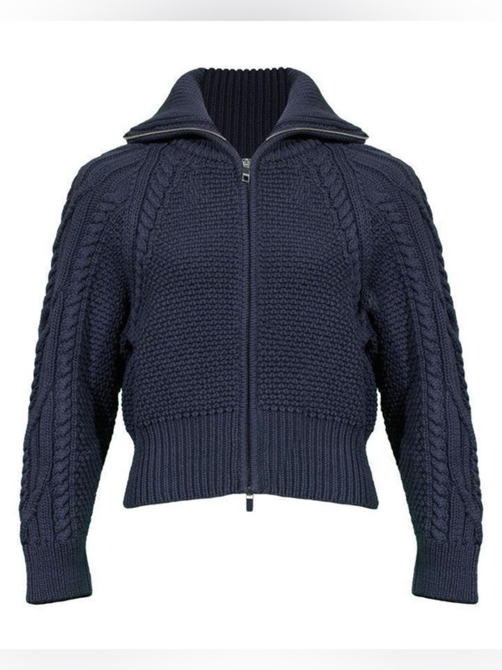 BOSS (Hugo Boss) Formelia Zip Cardigan. Dark Blue - Cotton blend knit. Small